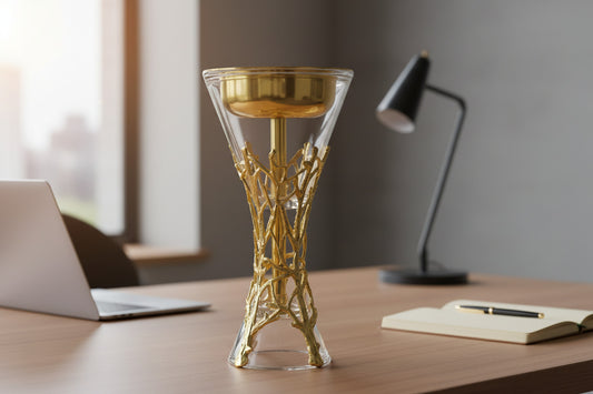 Crystal Incense Burner - Gold Filigree Glass Bakhoor Holder