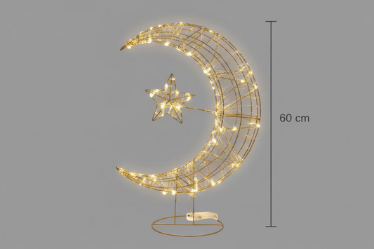60 cm (23.6 inches) LED Crescent Ramadan Decoration in Champagne Color