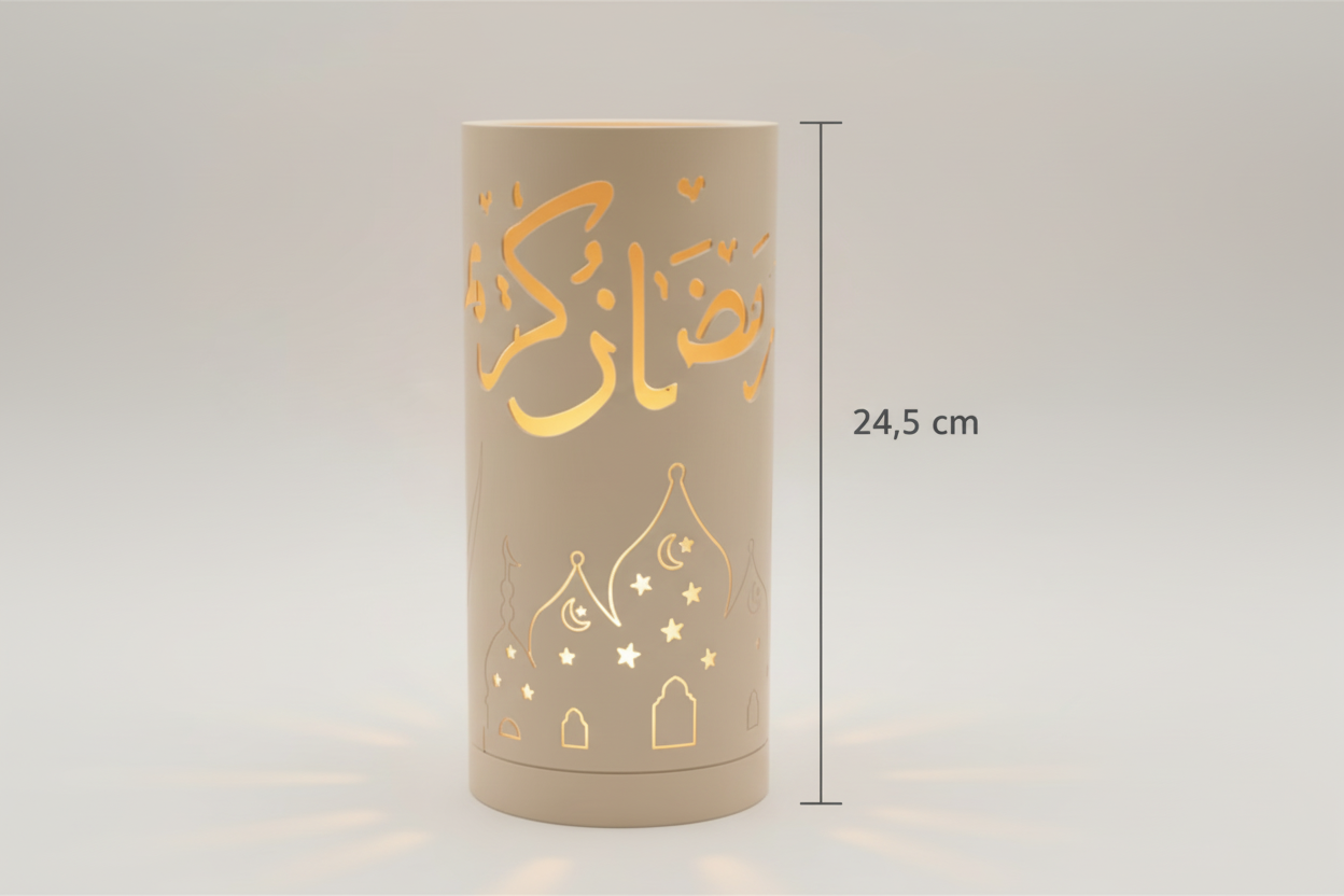 Ramadan Iron Lantern White - LED Mosque Calligraphy Lamp