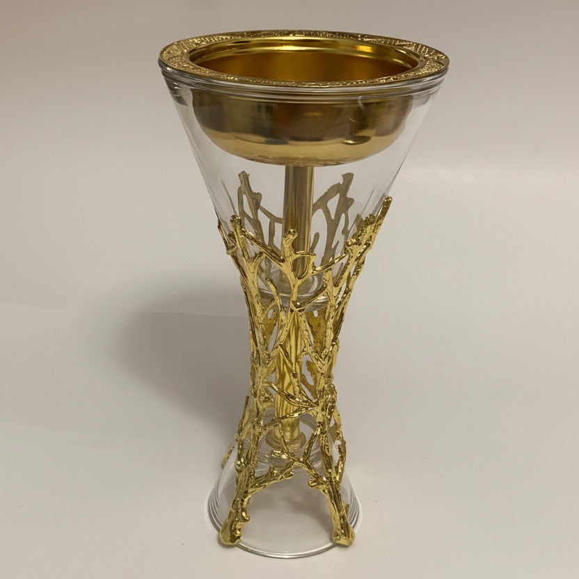 Crystal Incense Burner - Gold Filigree Glass Bakhoor Holder