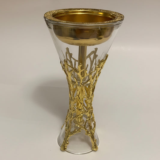 Crystal Incense Burner - Gold Filigree Glass Bakhoor Holder