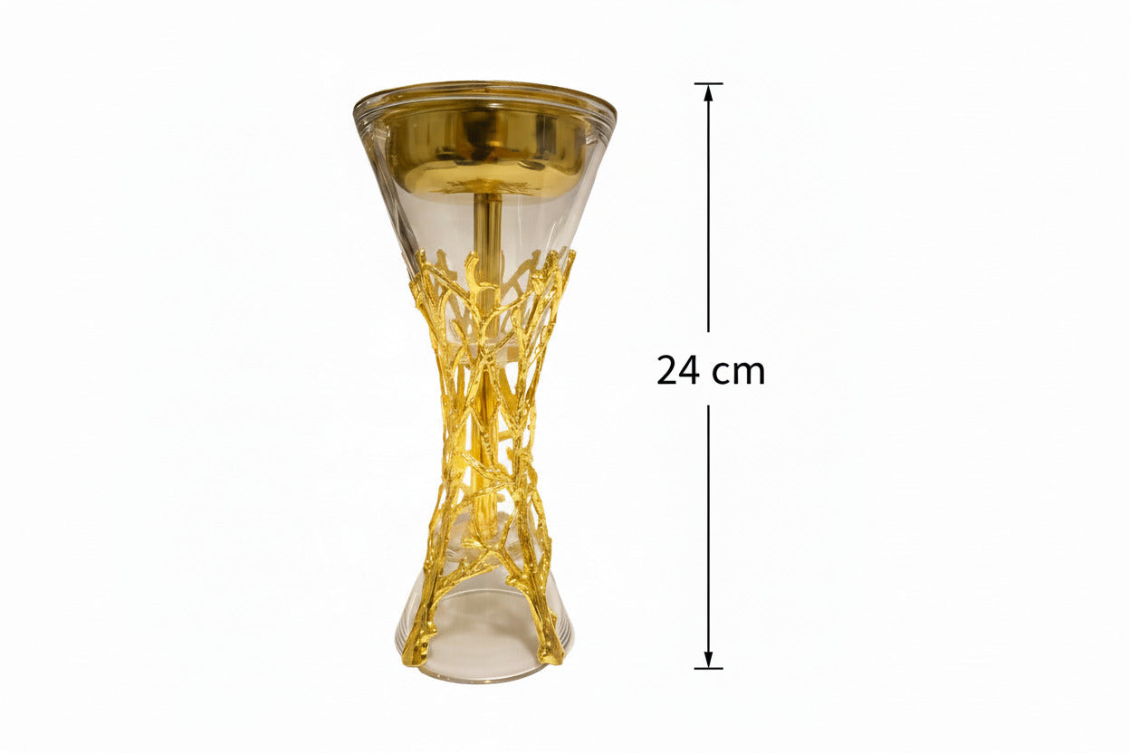 Crystal Incense Burner - Gold Filigree Glass Bakhoor Holder