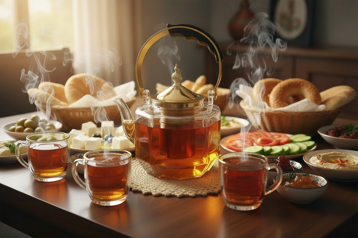 Glass Tea Kettle - Luxury Gold Trim Teapot with Handle 1.5L