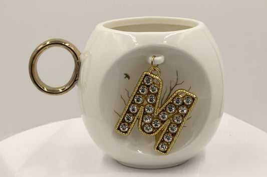 Personalized Letter Ceramic Coffee Mug - Luxury Gold Accent Tea Cup with Custom Initial