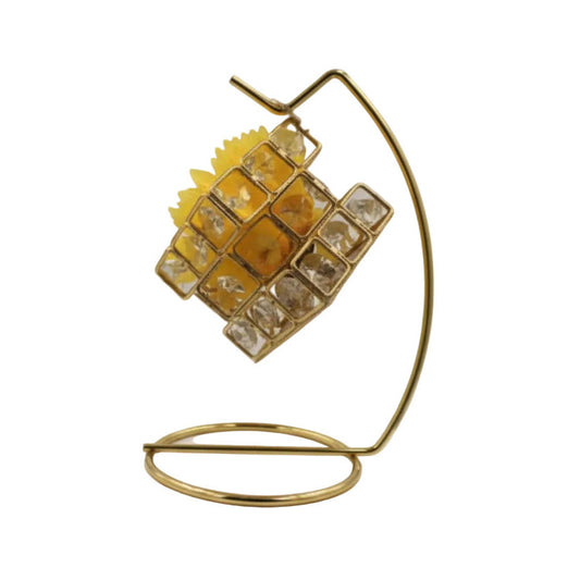 Golden Swing Home Décor - Crystal Glass & Gold Metal Hanging Ornament