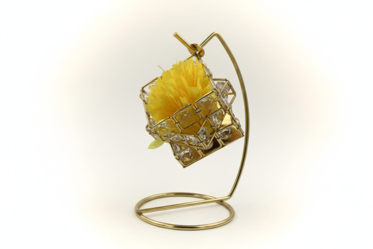 Golden Swing Home Décor - Crystal Glass & Gold Metal Hanging Ornament