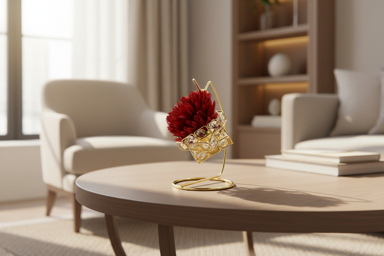 Golden Swing Home Décor - Crystal Glass & Gold Metal Hanging Ornament