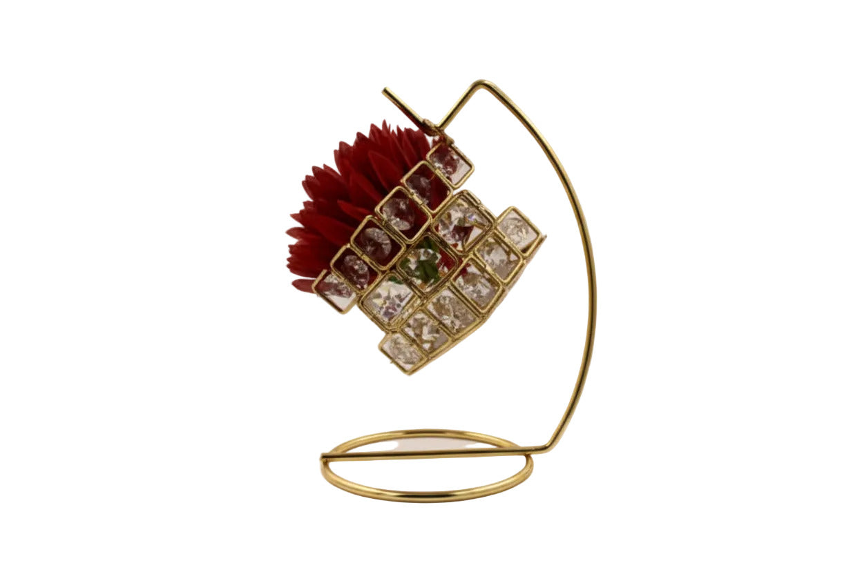 Golden Swing Home Décor - Crystal Glass & Gold Metal Hanging Ornament