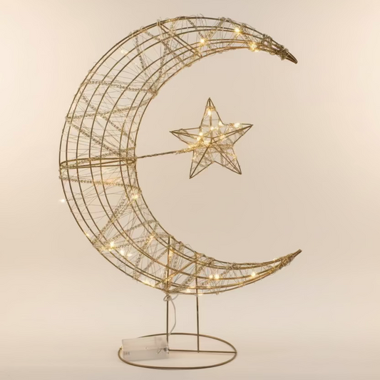 60 cm (23.6 inches) LED Crescent Ramadan Decoration in Champagne Color