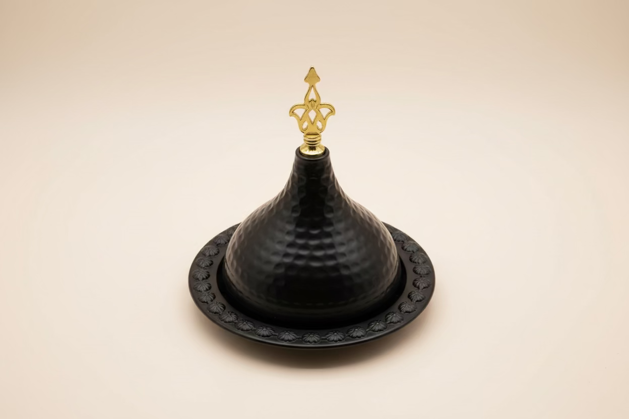 Luxury Black Ramadan Dates Bowl with Lid – Moroccan Style Candy & Date Serving Dish