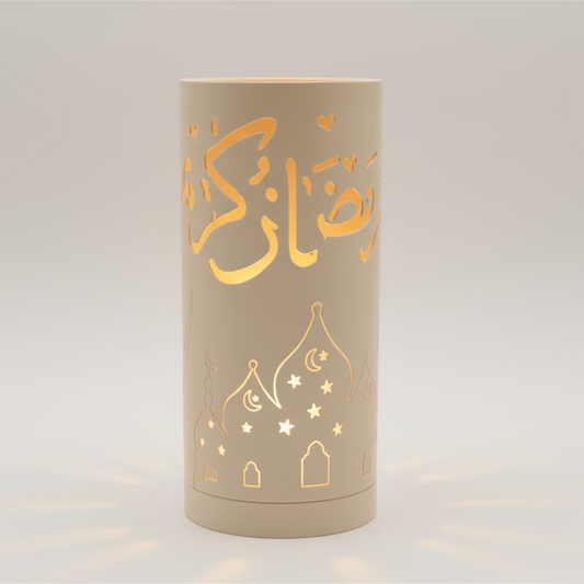 Ramadan Iron Lantern White - LED Mosque Calligraphy Lamp