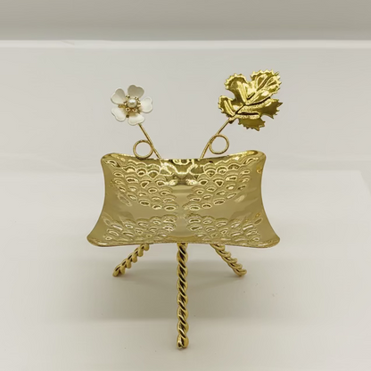 Ramadan Candy Tray Gold - Small Decorative Serving Dish with Flower design