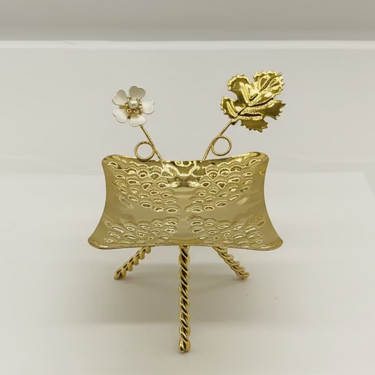 Ramadan Candy Tray Gold - Small Decorative Serving Dish with Flower design