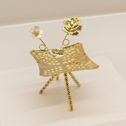 Ramadan Candy Tray Gold - Small Decorative Serving Dish with Flower design