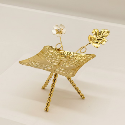Ramadan Candy Tray Gold - Small Decorative Serving Dish with Flower design