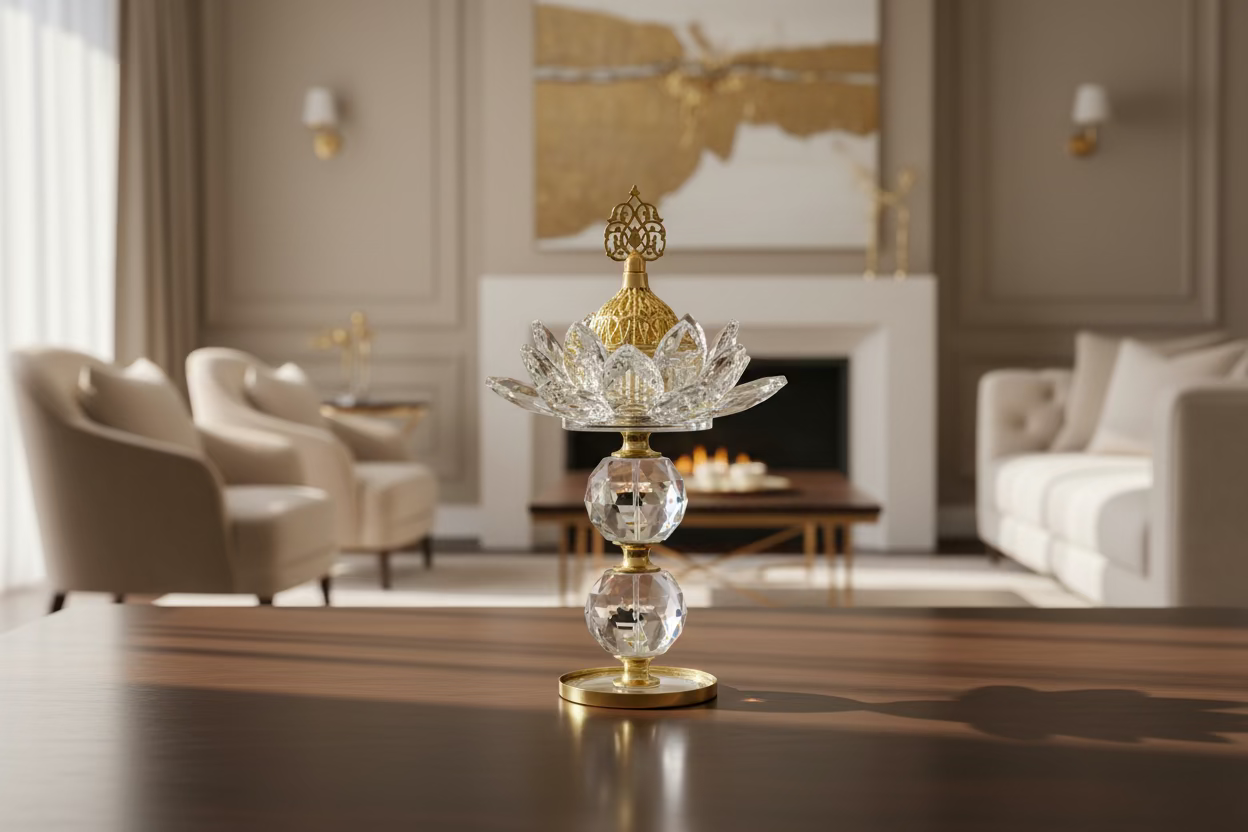 Crystal Incense Burner - Luxury Gold & Glass Bakhoor Holder