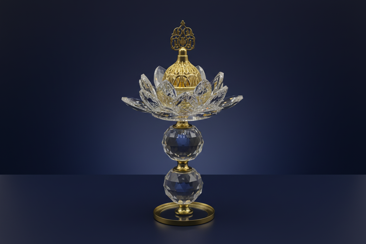 Crystal Incense Burner - Luxury Gold & Glass Bakhoor Holder
