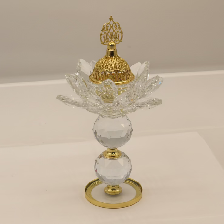 Crystal Incense Burner - Luxury Gold & Glass Bakhoor Holder
