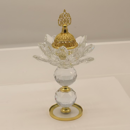 Crystal Incense Burner - Luxury Gold & Glass Bakhoor Holder