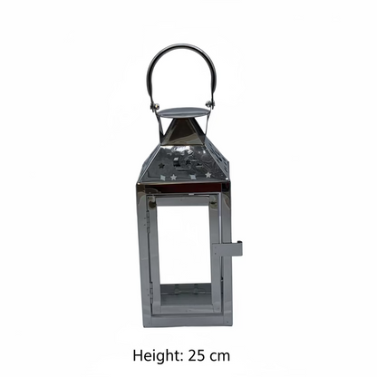 Ramadan Lantern Set 3 Pieces - Gold & Silver Metal Decorative Lamps (53cm 41cm 25cm)