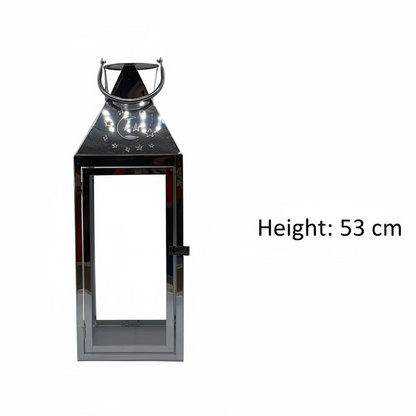 Ramadan Lantern Set 3 Pieces - Gold & Silver Metal Decorative Lamps (53cm 41cm 25cm)