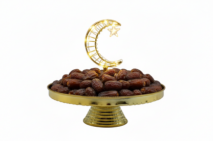 Ramadan Candy Tray with LED - Gold Crescent Moon Serving Stand
